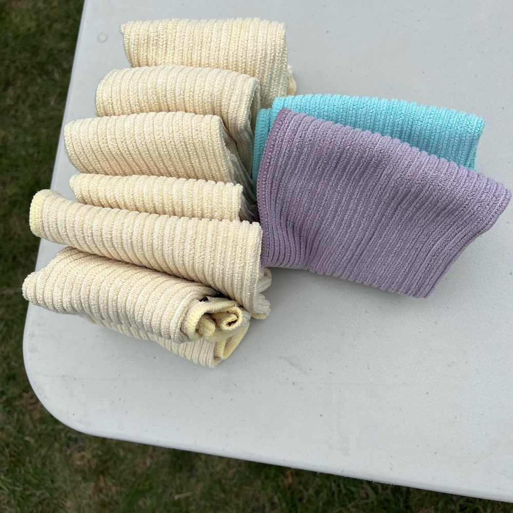 Norwex Kitchen cloths - light yellow, sea mist, and lavender